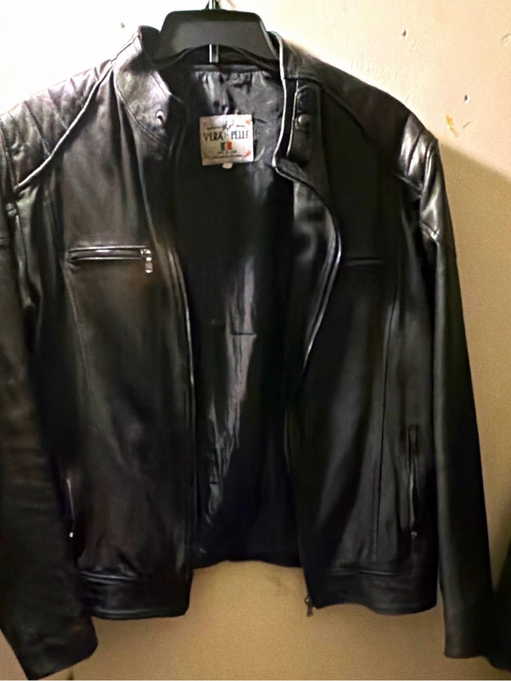 Vintage Italian Vera Pelle Black Lamb Leather Men's Jacket (bought in Rome)